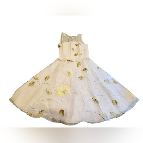 Barneys New York Vintage Silk Rare Hand-painted Floral Dress Size 8 - Picture 1 of 16